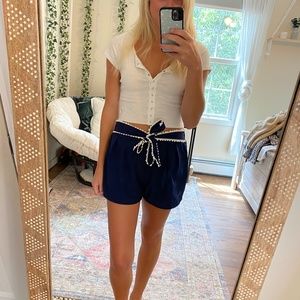 Francesca's Collection Blue Shorts with Front Tie